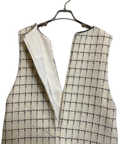 ANAYI（アナイ）ANAYI (アナイ) ノースリーブツイードワンピース ホワイト サイズ:Mの古着・服飾アイテム