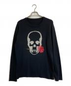 lucien pellat-finetルシアン・ペラフィネ）の古着「スカルローズデザインカシミヤニット」｜ブラック