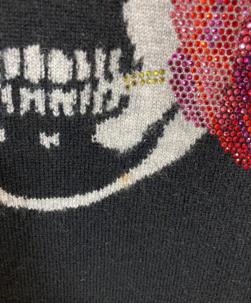 lucien pellat-finet（ルシアン・ペラフィネ）lucien pellat-finet (ルシアン・ペラフィネ) スカルローズデザインカシミヤニット ブラック サイズ:Lの古着・服飾アイテム