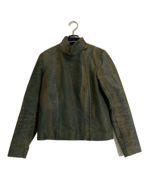 A.P.C.（アーペーセー）A.P.C. (アーペーセー) パイソン柄シングルライダースジャケット グリーン サイズ:Sの古着・服飾アイテム