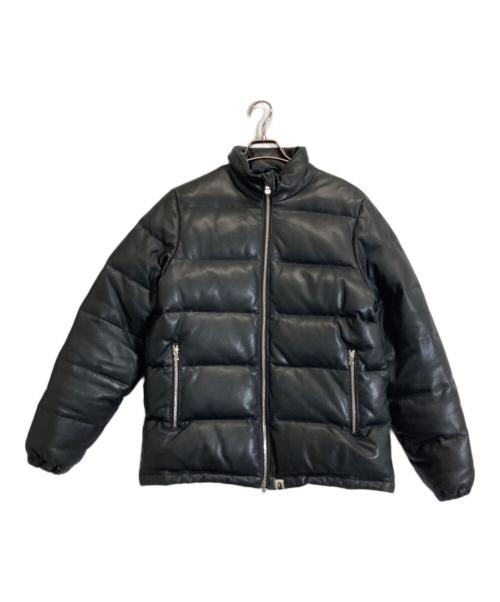 A BATHING APE（ア ベイシング エイプ）A BATHING APE (ア ベイシング エイプ) カウレザーWジップダウンジャケット ブラック サイズ:Mの古着・服飾アイテム