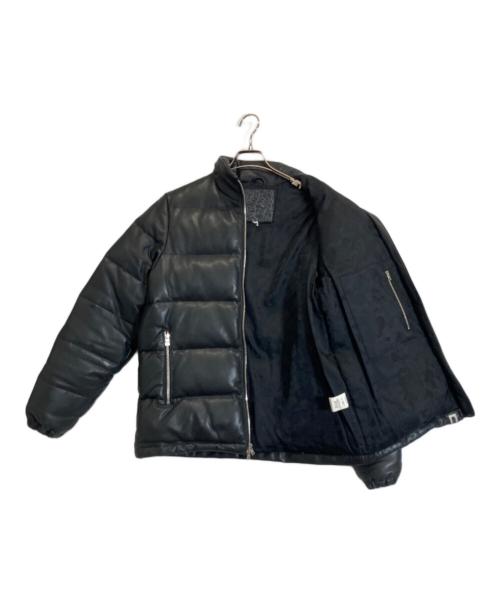 A BATHING APE（ア ベイシング エイプ）A BATHING APE (ア ベイシング エイプ) カウレザーWジップダウンジャケット ブラック サイズ:Mの古着・服飾アイテム