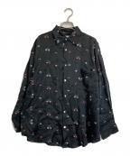 ticcaティッカ）の古着「フラワーエンブロイダリーシャツ」｜ブラック