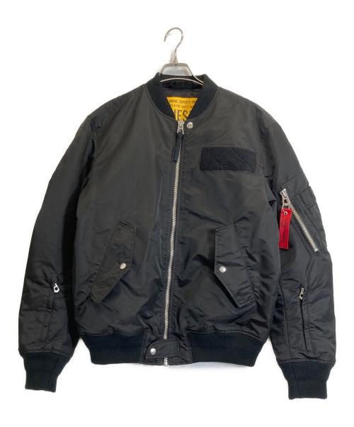 DIESEL（ディーゼル）DIESEL (ディーゼル) MA-1ジャケット ブラック サイズ:Lの古着・服飾アイテム