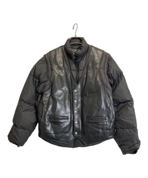 Schott（ショット）Schott (ショット) レザーベストドッキングダウンジャケット ブラック サイズ:Sの古着・服飾アイテム