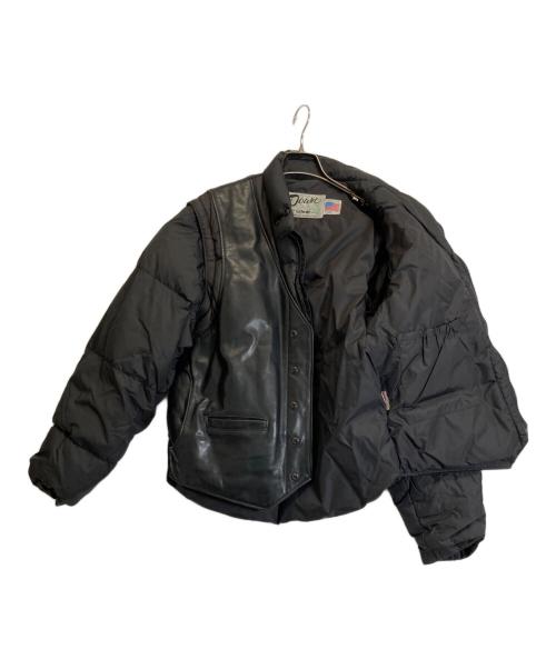 Schott（ショット）Schott (ショット) レザーベストドッキングダウンジャケット ブラック サイズ:Sの古着・服飾アイテム