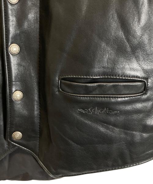 Schott（ショット）Schott (ショット) レザーベストドッキングダウンジャケット ブラック サイズ:Sの古着・服飾アイテム
