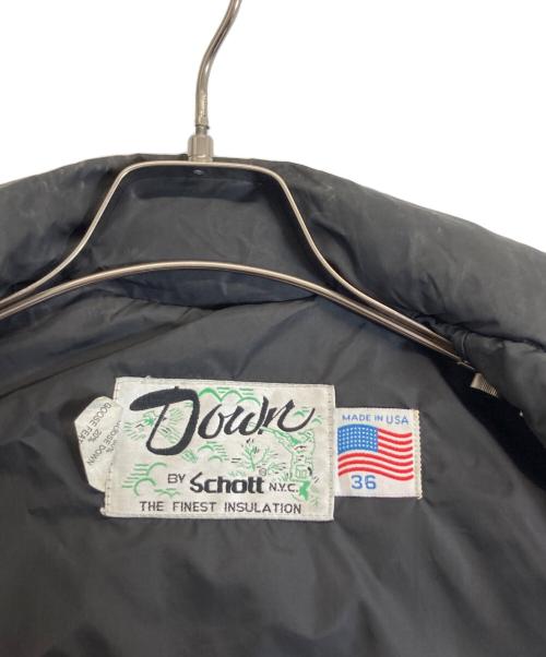 Schott（ショット）Schott (ショット) レザーベストドッキングダウンジャケット ブラック サイズ:Sの古着・服飾アイテム