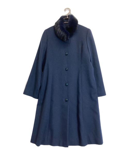 Leilian（レリアン）LEILIAN (レリアン) ミンクファー付きカシミヤコート ネイビー サイズ:9の古着・服飾アイテム
