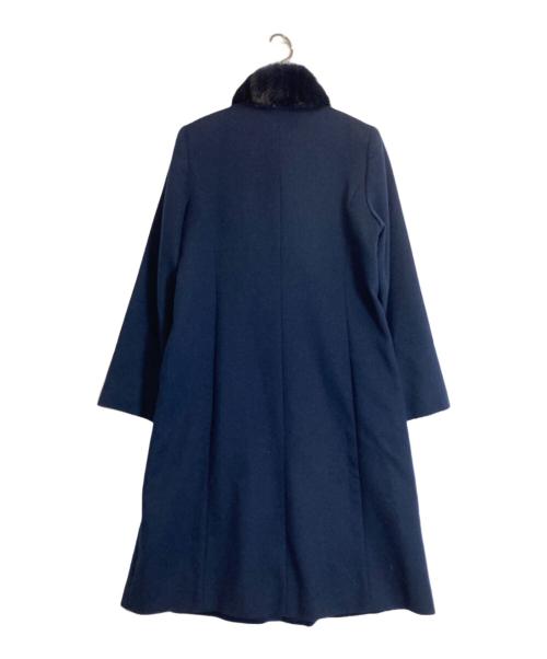 Leilian（レリアン）LEILIAN (レリアン) ミンクファー付きカシミヤコート ネイビー サイズ:9の古着・服飾アイテム
