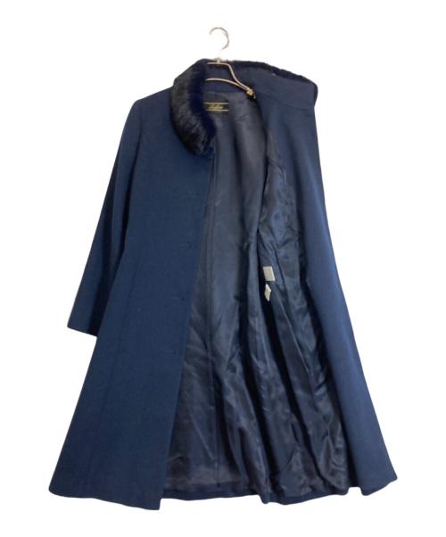 Leilian（レリアン）LEILIAN (レリアン) ミンクファー付きカシミヤコート ネイビー サイズ:9の古着・服飾アイテム