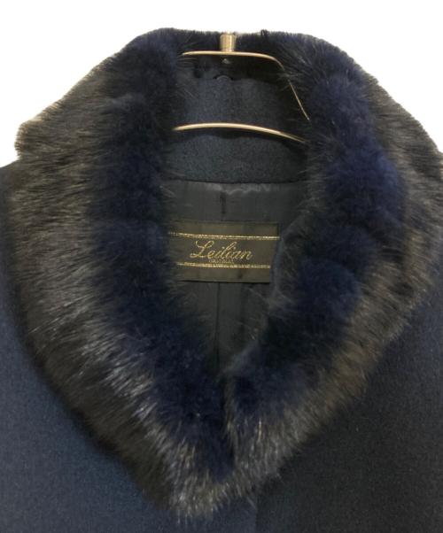 Leilian（レリアン）LEILIAN (レリアン) ミンクファー付きカシミヤコート ネイビー サイズ:9の古着・服飾アイテム