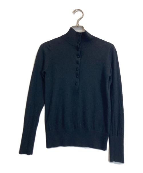 LE CIEL BLEU（ルシェルブルー）LE CIEL BLEU (ルシェルブルー) Button-Front High Neck Knit ブラック サイズ:36の古着・服飾アイテム