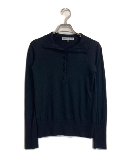 LE CIEL BLEU（ルシェルブルー）LE CIEL BLEU (ルシェルブルー) Button-Front High Neck Knit ブラック サイズ:36の古着・服飾アイテム