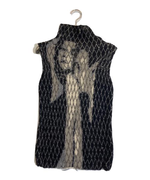 Jean Paul Gaultier FEMME（ジャンポールゴルチエ フェム）Jean Paul GAULTIER FEMME (ジャンポールゴルチエ フェム) メッシュノースリーブニット ブラック サイズ:40の古着・服飾アイテム