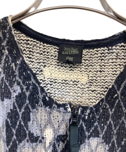 Jean Paul Gaultier FEMME（ジャンポールゴルチエ フェム）Jean Paul GAULTIER FEMME (ジャンポールゴルチエ フェム) メッシュニットジップカーディガン ブラック サイズ:40の古着・服飾アイテム