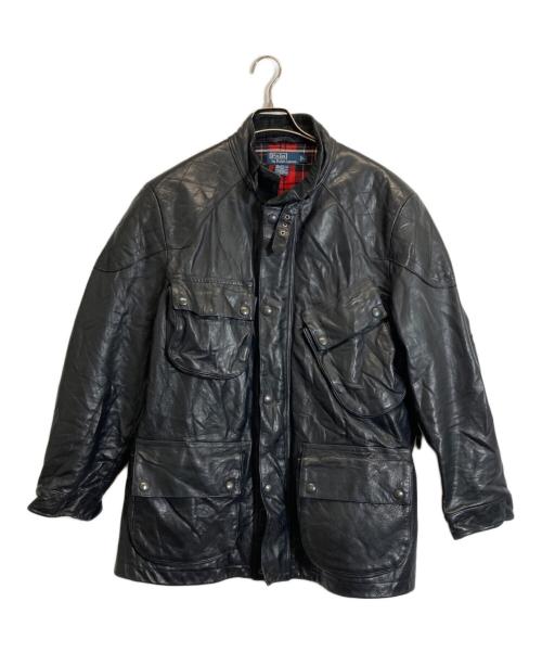 POLO RALPH LAUREN（ポロ・ラルフローレン）POLO RALPH LAUREN (ポロ・ラルフローレン) レザーモーターサイクルジャケット ブラック サイズ:Lの古着・服飾アイテム