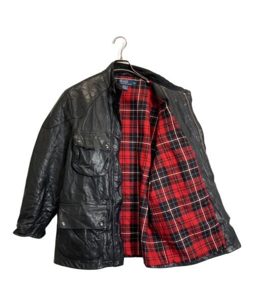 POLO RALPH LAUREN（ポロ・ラルフローレン）POLO RALPH LAUREN (ポロ・ラルフローレン) レザーモーターサイクルジャケット ブラック サイズ:Lの古着・服飾アイテム
