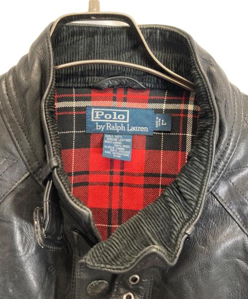 POLO RALPH LAUREN（ポロ・ラルフローレン）POLO RALPH LAUREN (ポロ・ラルフローレン) レザーモーターサイクルジャケット ブラック サイズ:Lの古着・服飾アイテム