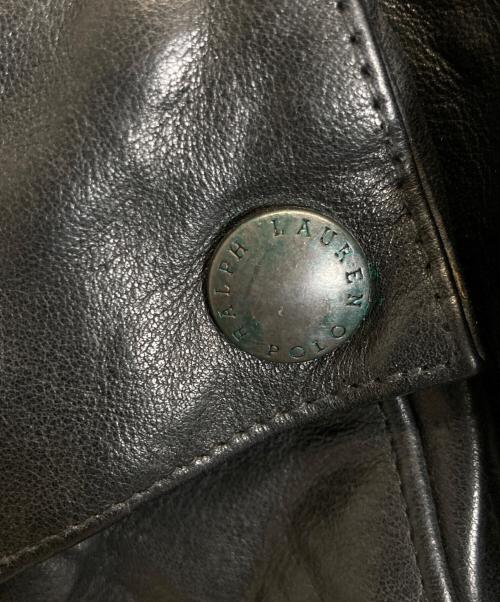 POLO RALPH LAUREN（ポロ・ラルフローレン）POLO RALPH LAUREN (ポロ・ラルフローレン) レザーモーターサイクルジャケット ブラック サイズ:Lの古着・服飾アイテム