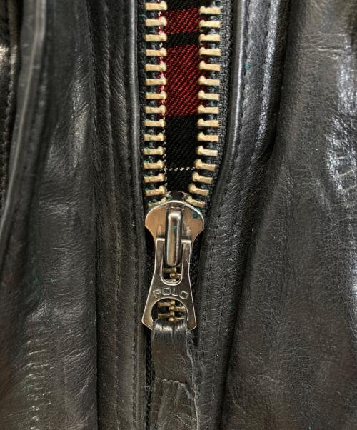 POLO RALPH LAUREN（ポロ・ラルフローレン）POLO RALPH LAUREN (ポロ・ラルフローレン) レザーモーターサイクルジャケット ブラック サイズ:Lの古着・服飾アイテム