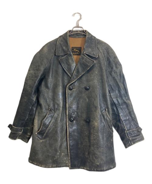 CONFEZIONI EXTRA LUSSO FUPIM（コンフェツィオーニ・エクストラ・ルッソ・フピム）CONFEZIONI EXTRA LUSSO FUPIM (コンフェツィオーニ・エクストラ・ルッソ・フピム) レザーカーコート ブラック サイズ:表記無しの古着・服飾アイテム