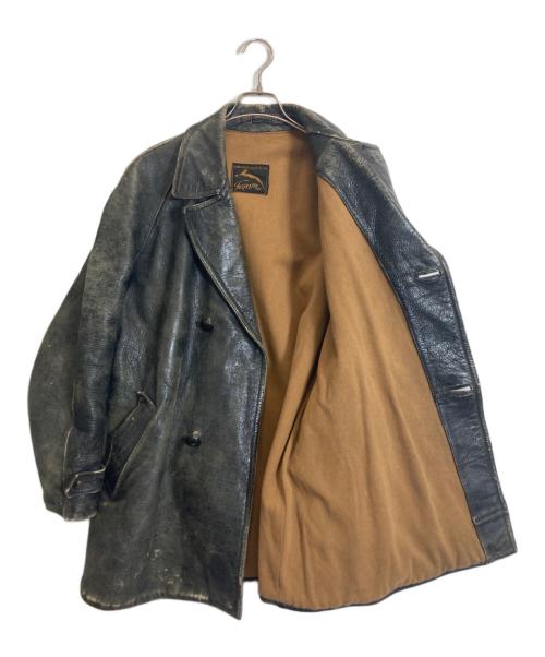 CONFEZIONI EXTRA LUSSO FUPIM（コンフェツィオーニ・エクストラ・ルッソ・フピム）CONFEZIONI EXTRA LUSSO FUPIM (コンフェツィオーニ・エクストラ・ルッソ・フピム) レザーカーコート ブラック サイズ:表記無しの古着・服飾アイテム