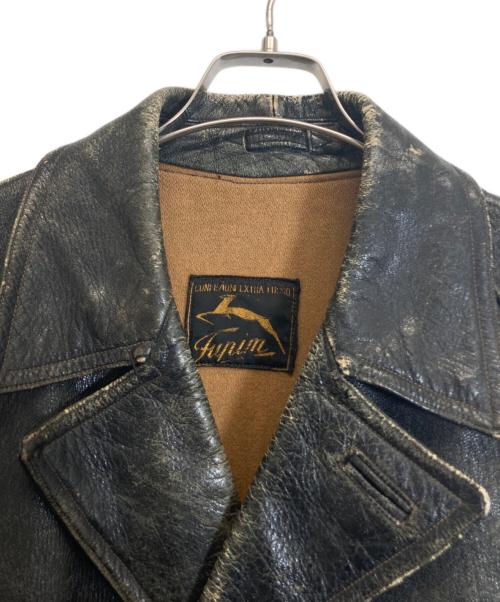 CONFEZIONI EXTRA LUSSO FUPIM（コンフェツィオーニ・エクストラ・ルッソ・フピム）CONFEZIONI EXTRA LUSSO FUPIM (コンフェツィオーニ・エクストラ・ルッソ・フピム) レザーカーコート ブラック サイズ:表記無しの古着・服飾アイテム