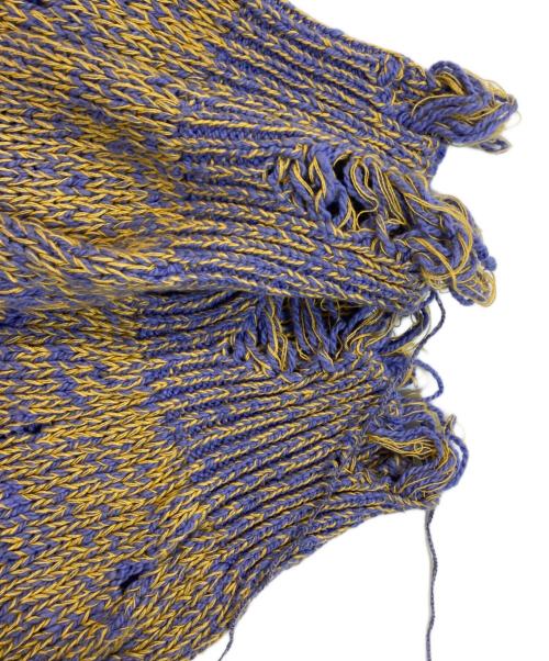 JOHN MASON SMITH（ジョンメイソンスミス）JOHN MASON SMITH (ジョンメイソンスミス) SMITH DAMAGE COTTON KNIT CREW パープル×イエロー サイズ:Lの古着・服飾アイテム