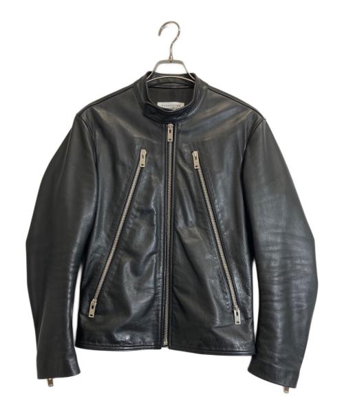 Maison Margiela（メゾンマルジェラ）Maison Margiela (メゾンマルジェラ) ハの字レザーライダースジャケット ブラック サイズ:46の古着・服飾アイテム