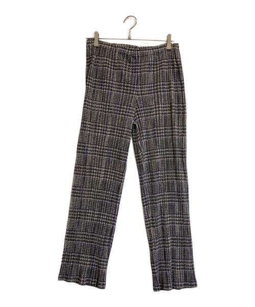 PLEATS PLEASE（プリーツプリーズ）PLEATS PLEASE (プリーツプリーズ) チェック柄プリーツパンツ グレー サイズ:Mの古着・服飾アイテム