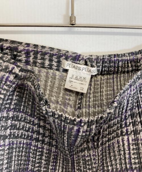 PLEATS PLEASE（プリーツプリーズ）PLEATS PLEASE (プリーツプリーズ) チェック柄プリーツパンツ グレー サイズ:Mの古着・服飾アイテム