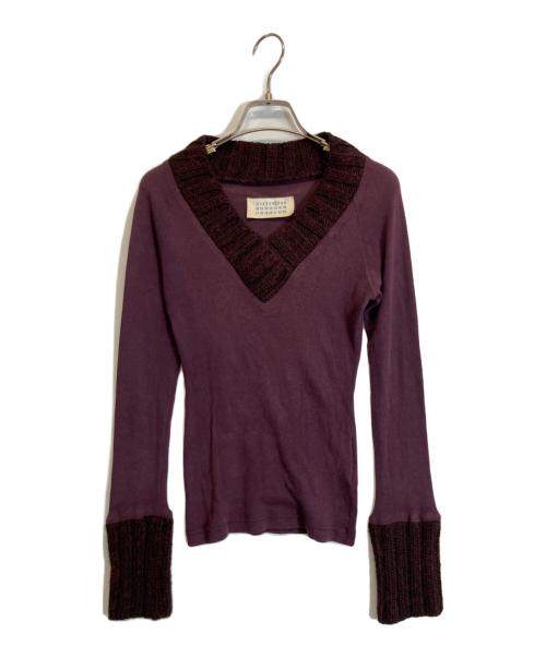 MM6 Maison Margiela（エムエムシックスメゾンマルジェラ）MM6 Maison Margiela (エムエムシックスメゾンマルジェラ) ニット切替カットソー レッド サイズ:-の古着・服飾アイテム