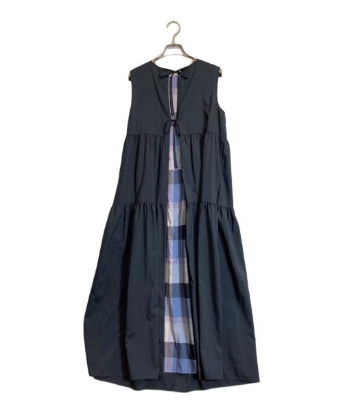 BLUE LABEL CRESTBRIDGE（ブルーレーベルクレストブリッジ）BLUE LABEL CRESTBRIDGE (ブルーレーベルクレストブリッジ) ドライブロード ティアードワンピース ネイビー サイズ:38の古着・服飾アイテム
