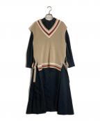 BLUE LABEL CRESTBRIDGEブルーレーベルクレストブリッジ）の古着「ベスト付きワンピース」｜ベージュ