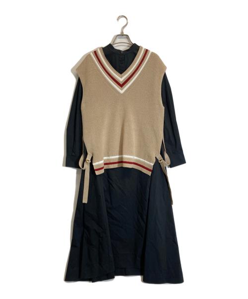 BLUE LABEL CRESTBRIDGE（ブルーレーベルクレストブリッジ）BLUE LABEL CRESTBRIDGE (ブルーレーベルクレストブリッジ) ベスト付きワンピース ベージュ サイズ:Mの古着・服飾アイテム