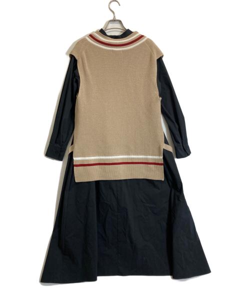 BLUE LABEL CRESTBRIDGE（ブルーレーベルクレストブリッジ）BLUE LABEL CRESTBRIDGE (ブルーレーベルクレストブリッジ) ベスト付きワンピース ベージュ サイズ:Mの古着・服飾アイテム