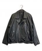 BEAMSビームス）の古着「ルーズ ダブル レザーライダース ジャケット」｜ブラック