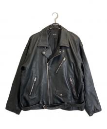 BEAMS（ビームス）の古着「ルーズ ダブル レザーライダース ジャケット」｜ブラック