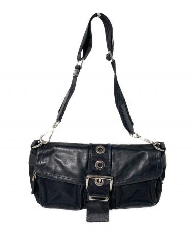 中古・古着通販】PRADA (プラダ) レザー切替ワンショルダーバッグ