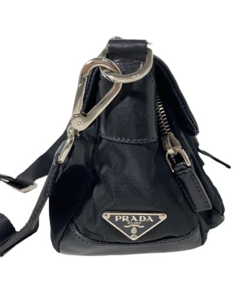 PRADA（プラダ）PRADA (プラダ) レザー切替ワンショルダーバッグ ブラックの古着・服飾アイテム