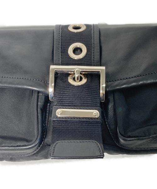 PRADA（プラダ）PRADA (プラダ) レザー切替ワンショルダーバッグ ブラックの古着・服飾アイテム