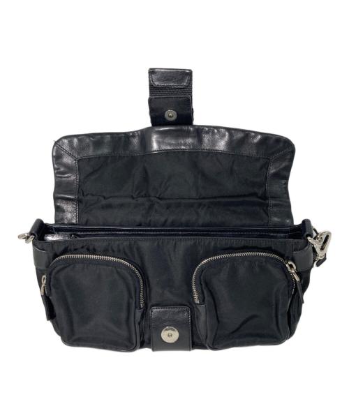 PRADA（プラダ）PRADA (プラダ) レザー切替ワンショルダーバッグ ブラックの古着・服飾アイテム