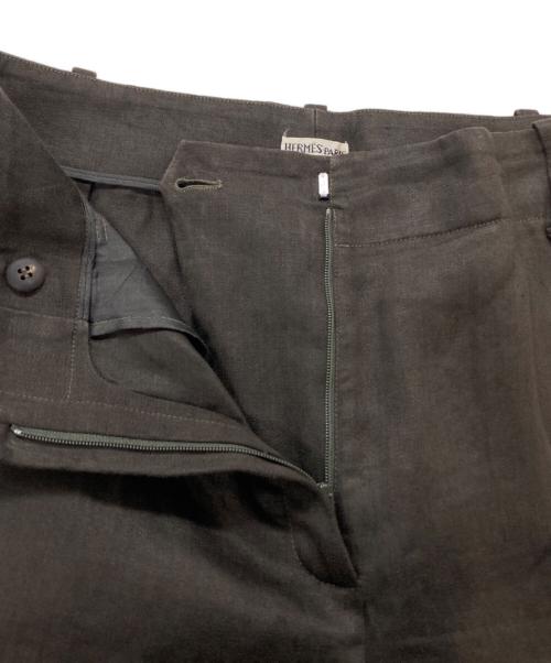 HERMES（エルメス）HERMES (エルメス) リネンスラックス ブラウン サイズ:40の古着・服飾アイテム
