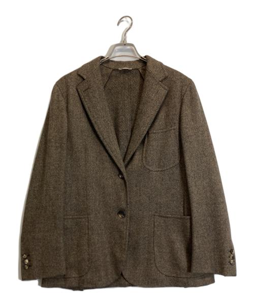 HERMES（エルメス）HERMES (エルメス) カシミヤ混Hボタンテーラードジャケット ブラウン サイズ:38の古着・服飾アイテム