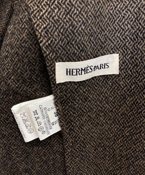 HERMES（エルメス）HERMES (エルメス) カシミヤ混Hボタンテーラードジャケット ブラウン サイズ:38の古着・服飾アイテム