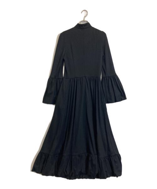 BORDERS at BALCONY（ボーダーズアットバルコニー）BORDERS AT BALCONY (ボーダーズアットバルコニー) パッチ付きフレアスリーブマキシワンピース ブラック サイズ:38の古着・服飾アイテム