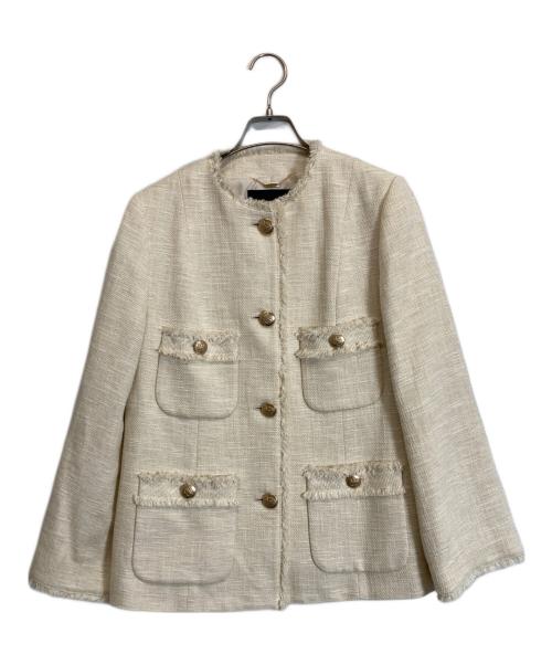 allureville（アルアバイル）allureville (アルアバイル) ツイードジャケット アイボリー サイズ:2の古着・服飾アイテム