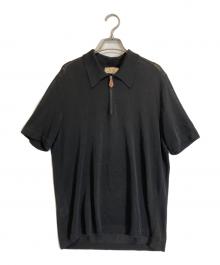 HERMES（エルメス）の古着「ハーフジップシャツ」｜ブラック