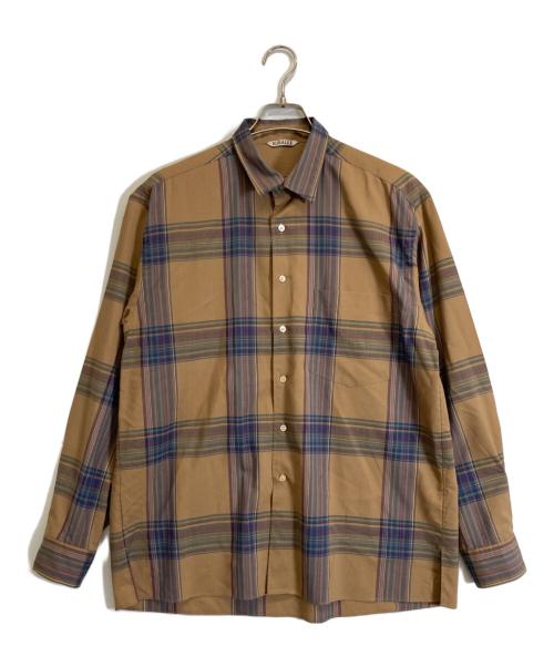 AURALEE（オーラリー）AURALEE (オーラリー) SUPER LIGHT WOOL CHECK SHIRTS ブラウン サイズ:4の古着・服飾アイテム